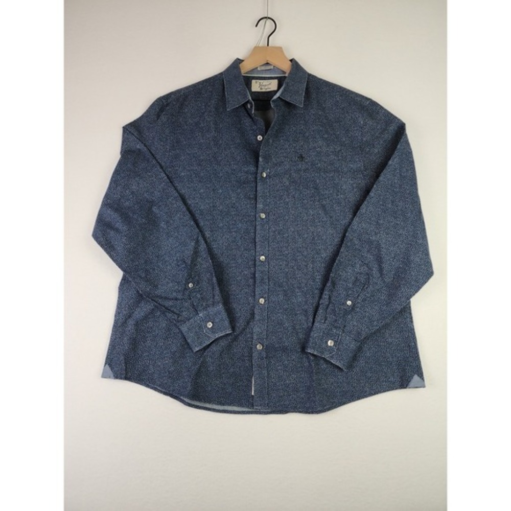 Original Penguin Button Down Casual Long Sleeve Shirt Blue Mens XXL Slim Fit
